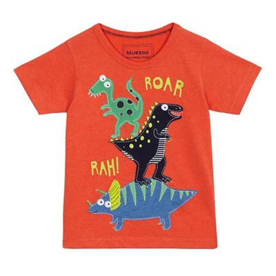 bluezoo Boys' orange dinosaur applique t-shirt